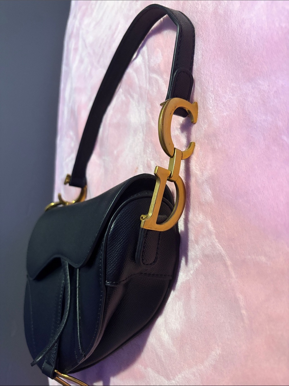 Dior Black Saddle Shoulder Bag with Gold Hardware - Picture 2 of 7